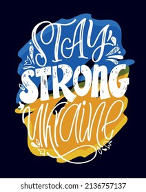 Lettering support for Ukraine - in Ukrainian. Stop Putin Stop War Banner text with Ukraine flag. International protest, Stop the war against Ukraine. Glory to Ukraine. Vector illustration