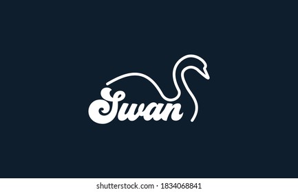 lettering Swan with goose line logotype logo vector illustration design
