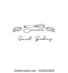 Lettering. Sweet Bakery. Hand drawn vector illustration. Can be used for badges, labels, logo, bakery, street festival, farmers market, country fair, shop, kitchen classes, cafe, food studio.