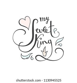 Lettering sweet cute inspiration typography. Calligraphy graphic design element. Hand written sign. Family album decoration. Vector illustration.