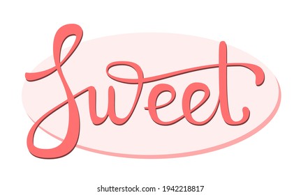 Lettering sweet pink letters on white background