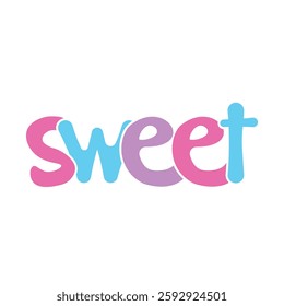 lettering sweet text with white background
