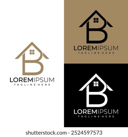 letras no símbolo B home logotipo moderno simples