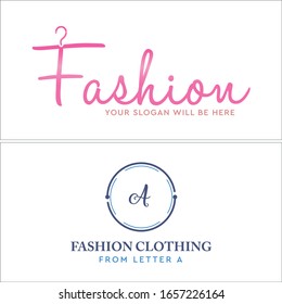 Lettering symbol icon logo with hanger and letter A circle line tech design suitable for fashion clothing business accessories females store shop