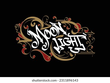 Lettering T shirt design word of MOON LIGHT