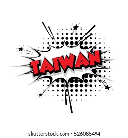 Lettering Taiwan Comic text sound effects pop art style vector Sound bubble speech phrase cartoon text cartoon balloon expression sounds illustration Comic text background. Comics book balloon