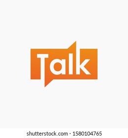 lettering talk with bubble element. talk, speak and chat concept. Chat vector logotype design template. bubble talk negative space logo vector sign symbol illustration. -vector