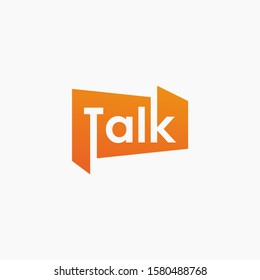 lettering talk with bubble element. talk, speak and chat concept. Chat vector logotype design template. bubble talk negative space logo vector sign symbol illustration. -vector