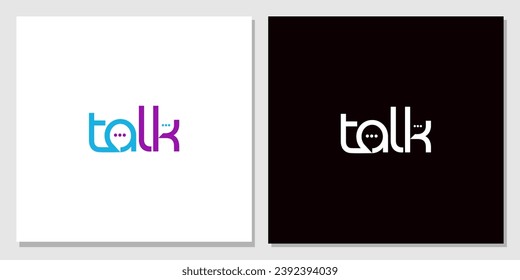 conversación con letras con un elemento de burbuja. hablar, hablar y hablar. Plantilla de diseño de logotipo vectorial de chat. burbuja charla espacio negativo logo vector símbolo de símbolo