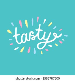 Lettering Tasty. Cafe logo. Vector illustration.