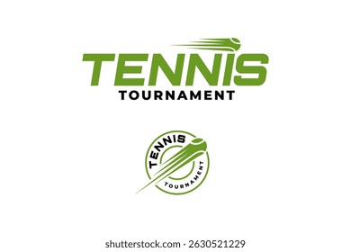 lettering tênis com efeitos de bola conjuntos de design de logotipo. tiro tênis bola emblema logotipo design. moderno esmagamento tênis bola ilustração logotipo para tênis clube de esporte e torneio