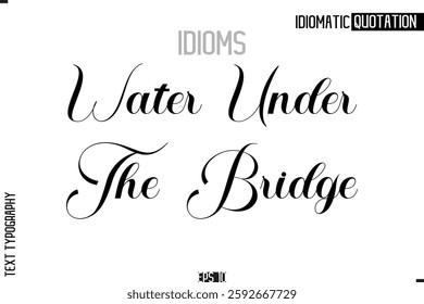 Lettering Text Caption Of Idiomatic Typography Water Under The Bridge