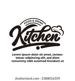 Lettering text of chef, catering, fresh and kitchen greeting text for food menu design