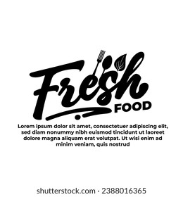 Lettering text of chef, catering, fresh and kitchen greeting text for food menu design