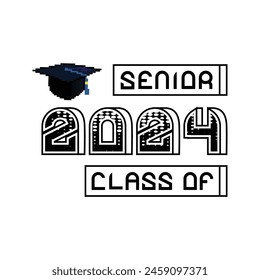 Lettering text class of 2024 illustration