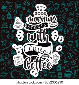 Lettering text coffee background coffee shop logo icon card