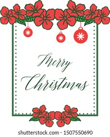 Lettering text for design greeting card merry christmas, with various red wreath frame. Vector
