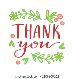 Lettering Text Flowers Thank You Beautiful Stock Vector (Royalty Free ...