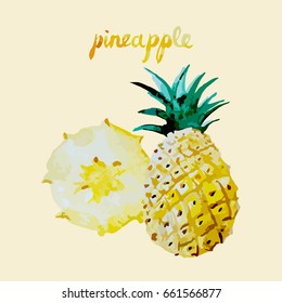 lettering the text juicy fresh sweet pineapple isolated