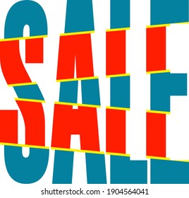 Texto de la carta Venta. Corta letras nítidas y coloridas. Dibujar una cita inspiradora, una cita motivacional. Logotipo, insignia, afiche, logo, etiqueta, pancarta, pegatina, calcomanía, etiqueta, icono sobre fondo blanco.