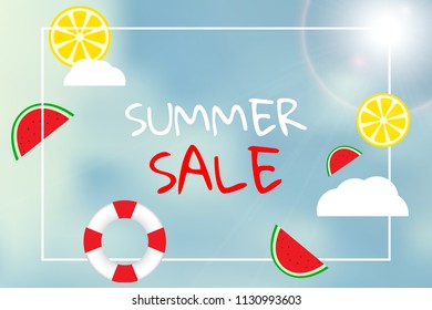 Lettering Text Summer Sale Banner Background. Vector