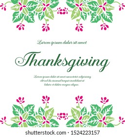 Lettering text of thanksgiving, with design perfect pink flower frame. Vector