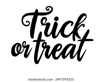 Lettering with a text Trick or Treat. Vector illustration isolated on white background