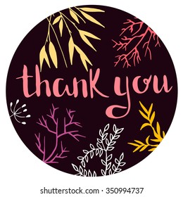 Lettering Thank you. Vector illustration