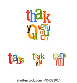 Lettering Thank you very much. Vector typography tag illustration. Thanks colorful set for card, note. 