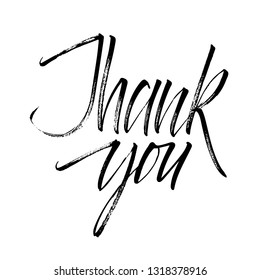 Lettering thank you wrote by brush. Thank You calligraphy.