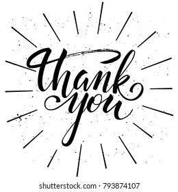 Lettering thank you wrote by brush. Thank You calligraphy.