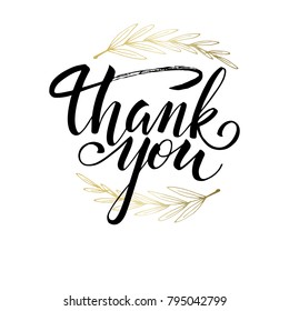 Lettering thank you wrote by brush. Thank You calligraphy.