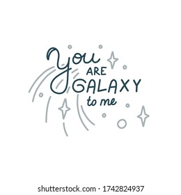 Lettering for those who are in love. Romantic quote with hand written text. Vector illustration in doodle style