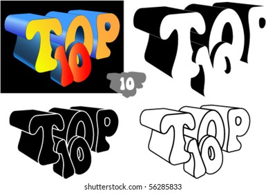 Lettering "Top 10" in 3D view