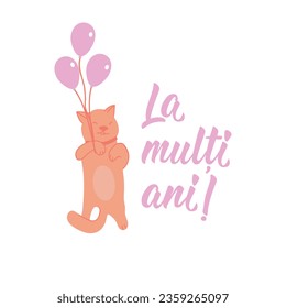Lettering. Translation from Romanian - Happy Birthday. Modern vector brush calligraphy. Ink illustration