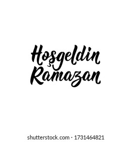 Lettering. Translation from Turkish - Welcome Ramadan. Modern vector brush calligraphy. Ink illustration. Religion Islamic quote