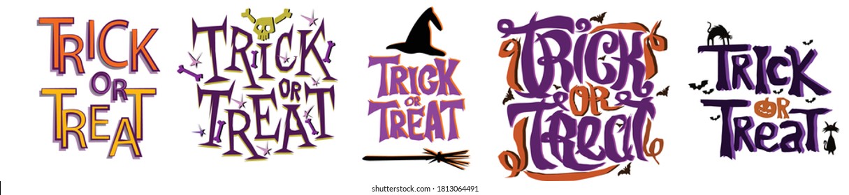 the lettering of trick or treat by different shape