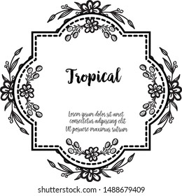 Lettering of tropical, various shape of cards, design beautiful flower frame. Vector