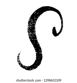 Lettering typography. Art design. Hand drawn template with letter s.