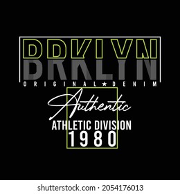 lettering typography brooklyn authentic athletic division nineteen eighty design graphic for t-shirt print vector illustration