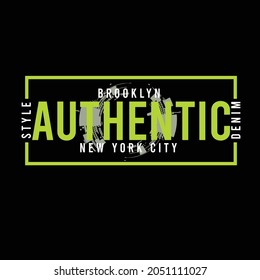 lettering typography brooklyn authentic style denim design graphic for t-shirt print vector illustration