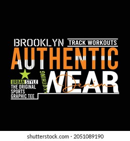 lettering typography brooklyn authentic wear design graphic print vector illustration