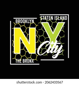 Lettering Typography Brooklyn The Bronx New York City Staten Island Design Graphic For Tshirt Print Vector Illustration