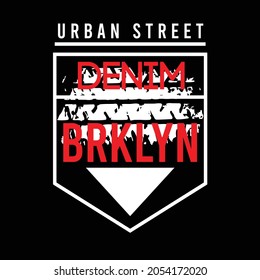 lettering typography brooklyn denim urban street design graphic for t-shirt print vector illustration