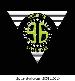 lettering typography brooklyn new york city number ninety-six design graphic for tshirt print vector illustration