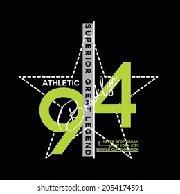 lettering typography brooklyn new york city superior great legend athletic number ninety-four design graphic for tshirt print vector illustration