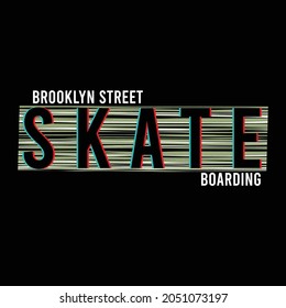 lettering typography brooklyn street skate boarding design graphic for t-shirt print vector illustration