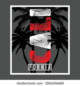 lettering typography california palm tree design graphic for tshirt print vector illustration