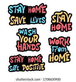 Lettering typography design for self protection time. Stay home poster. Hand letter motivation art design. Vector illustration