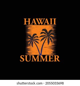 lettering typography hawaii summer design graphic for t-shirt print vector illustration